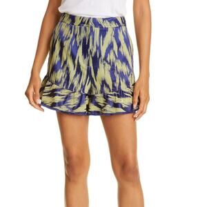 Cinq a Sept Lexie Print Ruffle Hem Shorts in Honeydew/Midnight - 8